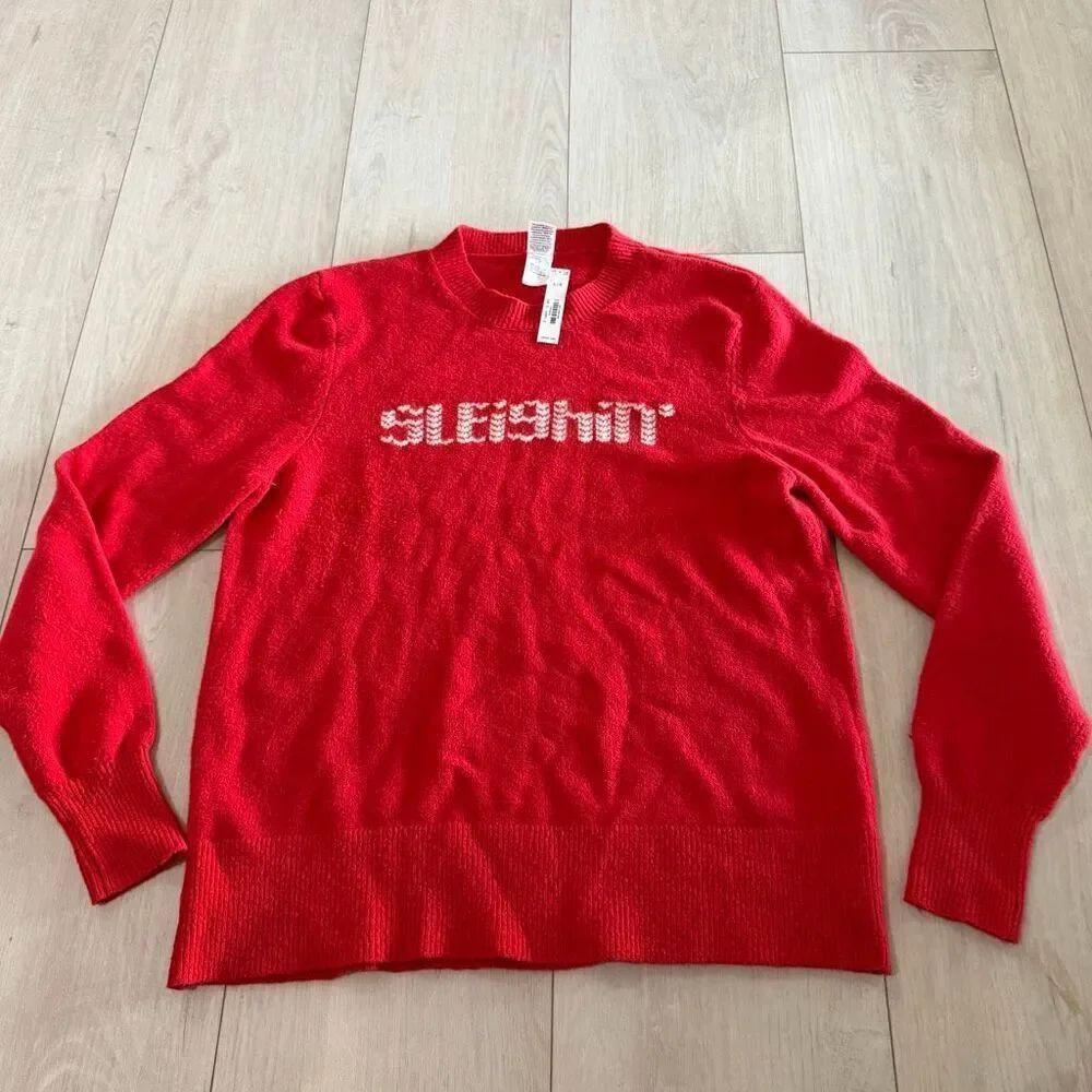 PINK COLLEGIATE KNIT CREWNECK SWEATER size L